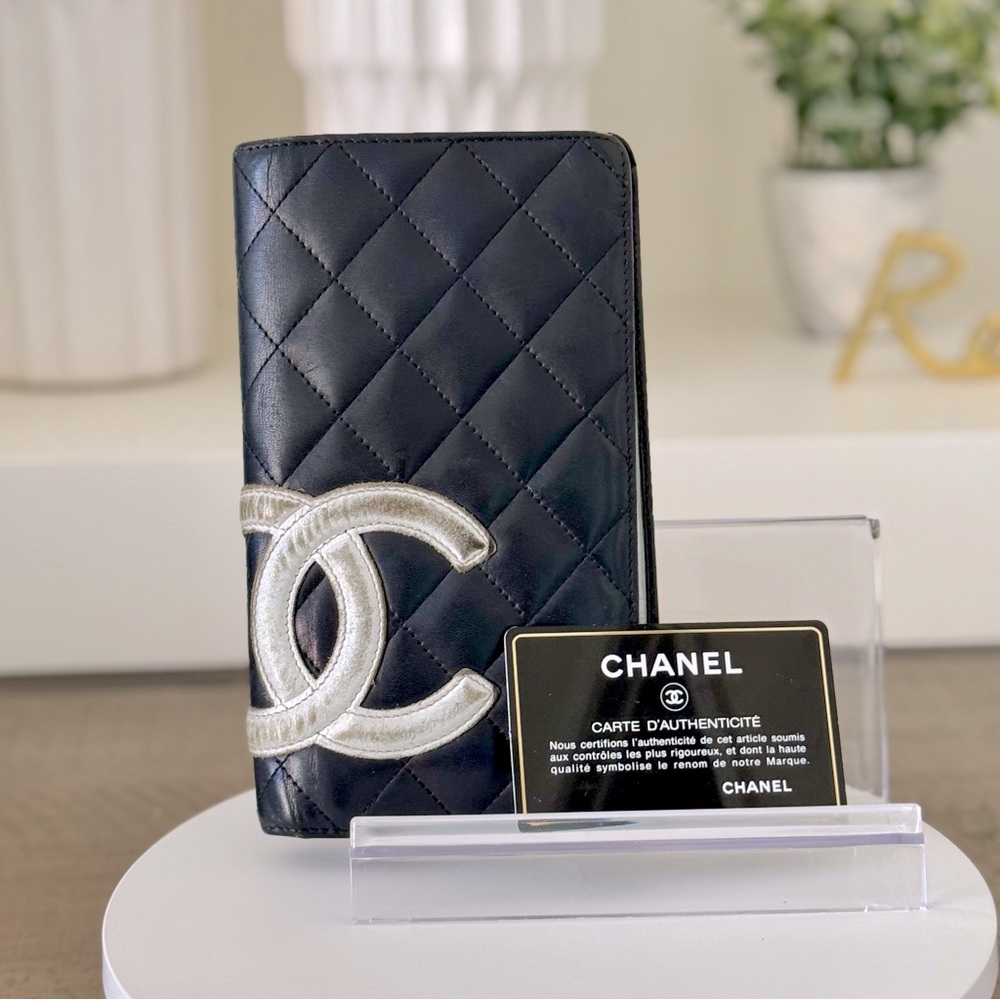 CHANEL Cambon Line Coco Bifold Wallet - Black with Silver CC